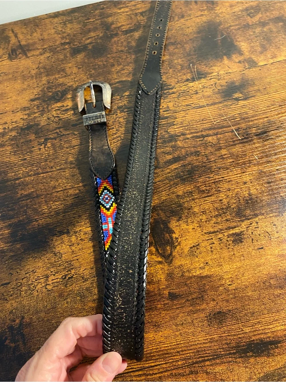 Beaded Leather Belt